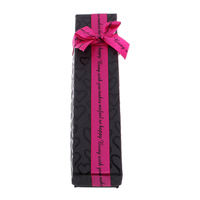 Cardboard Necklace Box, with Sponge & Satin Ribbon, Rectangle, with heart pattern & with letter pattern, black 