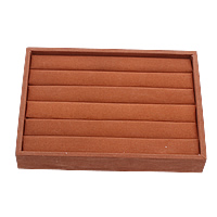 Velvet Ring Box, Wood, with Velveteen, Rectangle, brick red 