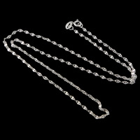 Collar de cadena de plata esterlina, plata de ley 925, cadena de Marinero, 3x2x0.3mm, longitud:aproximado 18 Inch, Vendido por Sarta