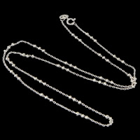 Collar de cadena de plata esterlina, plata de ley 925, cadena oval, 1.5x1x0.5mm, 1x2mm, longitud:aproximado 18 Inch, Vendido por Sarta