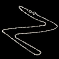 Collar de cadena de plata esterlina, plata de ley 925, cadena de cuerda, 1.6x0.2mm, longitud:aproximado 16 Inch, Vendido por Sarta