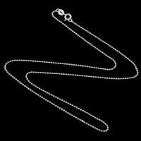 Серебряное ожерелье цепи, Серебро 925 пробы, мяч цепь, 1.2mm, длина:Приблизительно 18 дюймовый, продается Strand