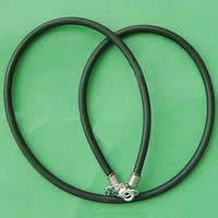 Резиновое ожерелья, пластиковые веревки, с железный цепи, длина:Приблизительно 17 дюймовый, продается Strand