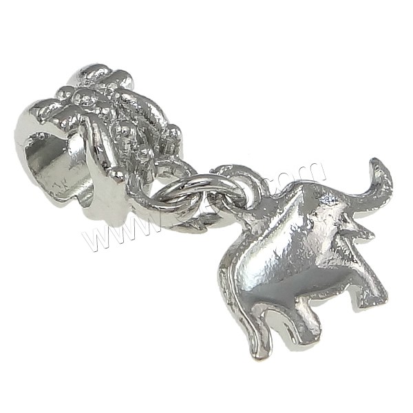 Zinc Alloy European Pendants, Elephant, plated, without troll & enamel, more colors for choice, nickel, lead & cadmium free, 23mm, 15x12x4mm, 6x11x7mm, Hole:Approx 5mm, Sold By PC