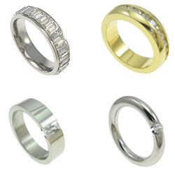 Cubic Zirconia Stainless Steel Finger Ring