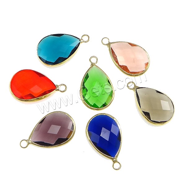 Glass Brass Pendants, with Glass, Teardrop, gold color plated, different size for choice & faceted, more colors for choice, Sold By PC