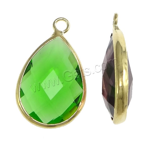 Glass Brass Pendants, with Glass, Teardrop, gold color plated, different size for choice & faceted, more colors for choice, Sold By PC