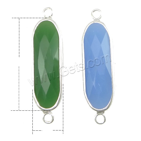 Glass Brass Pendants, with Glass, Flat Oval, silver color plated, different size for choice & faceted, more colors for choice, Sold By PC