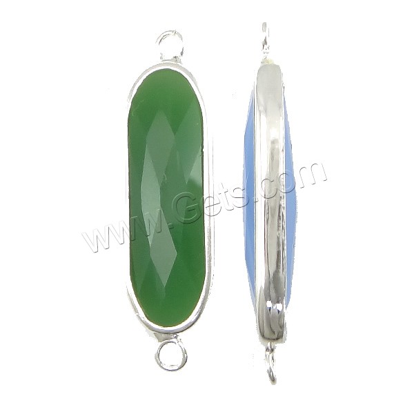 Glass Brass Pendants, with Glass, Flat Oval, silver color plated, different size for choice & faceted, more colors for choice, Sold By PC