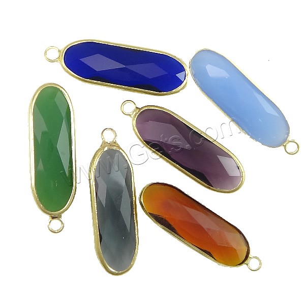 Glass Brass Pendants, with Glass, Flat Oval, gold color plated, different size for choice & faceted, more colors for choice, Sold By PC