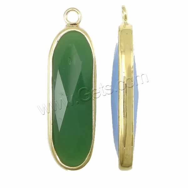 Glass Brass Pendants, with Glass, Flat Oval, gold color plated, different size for choice & faceted, more colors for choice, Sold By PC