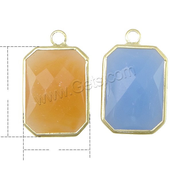 Glass Brass Pendants, with Glass, Rectangle, gold color plated, different size for choice & faceted, more colors for choice, Sold By PC