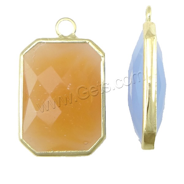 Glass Brass Pendants, with Glass, Rectangle, gold color plated, different size for choice & faceted, more colors for choice, Sold By PC