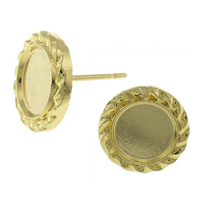 Brass Earring Stud Component, Flat Round, plated 7.5mm 