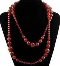 Red Agate Necklace, faceted & , 6-16mm Inch 