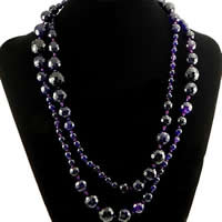 Ожерелья из пурпурного агата, фиолетовый агат, Круглая, 6-16mm, длина:48 дюймовый, продается Strand