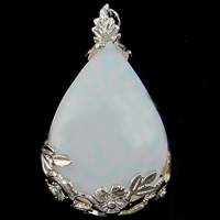 Sea Opal Pendants, with Brass, Teardrop, silver color plated, nickel, lead & cadmium free Approx 
