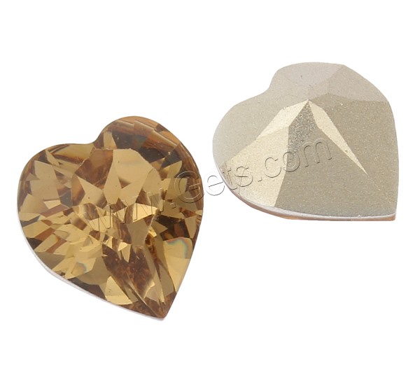 Translucent Resin Cabochon, Heart, gold color plated, different size for choice & rivoli back & faceted, more colors for choice, Sold By Bag
