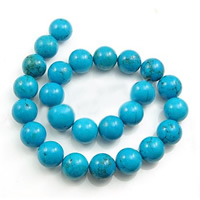 Perles turquoise naturelles teintées, Turquoise teint, Rond, bleu, 16mm Environ 1mm pouce, Environ Vendu par kg