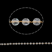 Cristal Cadena de cuentas, con cadena de latón, Esférico, facetas, libre de níquel, plomo & cadmio, 4mm, Vendido por m