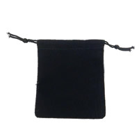 Velvet Jewelry Pouches Bags, Velveteen, with Nylon Cord, Rectangle, black 