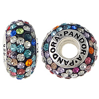 perle en laiton de styles pandore, avec CRYSTALLIZED™, rondelle, Placage, noyau unique en laiton avec filetage, plus de couleurs à choisir Environ 4.5mm, Vendu par PC
