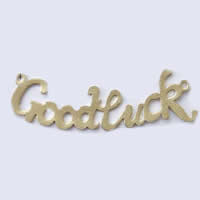 Message Brass Connector, Letter, word good luck, plated, 1/1 loop Approx 1.5mm 