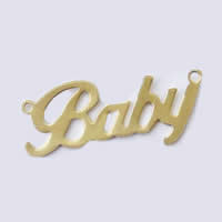 Message Brass Connector, Letter, word baby, plated, 1/1 loop Approx 1.5mm 