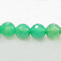 Natürliche grüne Achat Perlen, Grüner Achat, rund, facettierte, 10mm, Bohrung:ca. 1mm, Länge:15.5 ZollInch, ca. 39PCs/Strang, verkauft von Strang