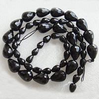 Natural Black Agate Beads, Teardrop & faceted Approx 1-2mm Approx 7 Inch 