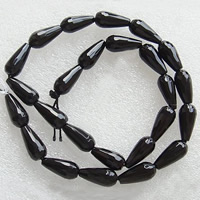 Natürliche schwarze Achat Perlen, Schwarzer Achat, Tropfen, facettierte, 16x8mm, Bohrung:ca. 1mm, Länge:15 ZollInch, 25PCs/Strang, verkauft von Strang