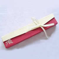 Cardboard Necklace Box, with Satin Ribbon, Rectangle, with flower pattern & with ribbon bowknot decoration, mixed colors 