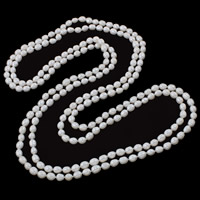 Natural Freshwater Pearl Long Necklace, Rice, wrap necklace 7-8mm Inch 