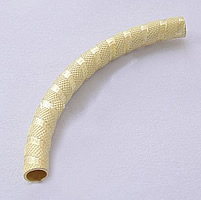 Brass Tube Beads, plated, textured Approx 3mm 