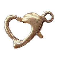 Brass Lobster Claw Clasp, Heart, plated Approx 2mm 