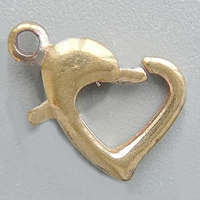 Brass Lobster Claw Clasp, Heart, plated Approx 1.5mm 