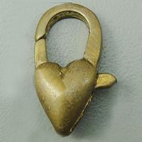 Brass Lobster Claw Clasp, Heart, plated Approx 1.5mm 