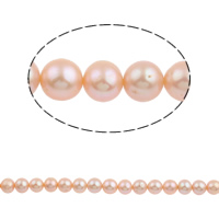 Perles de nacre rondes de culture d'eau douce, perle d'eau douce cultivée, naturel, multiple tailles pour le choix, rose, Niveau AA, 9-10mm pouce, Vendu par brin