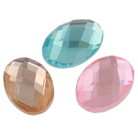Faceted Glass Cabochon, Oval & flat back 