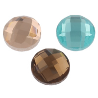 Faceted Glass Cabochon, Flat Round & flat back 