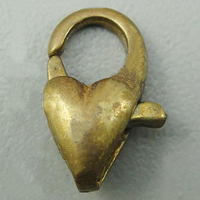 Brass Lobster Claw Clasp, Heart, plated Approx 1.8mm 