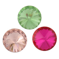 Faceted Glass Cabochon, Flat Round & rivoli back 