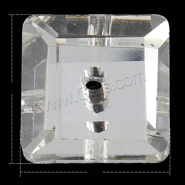 Abalorio de vidrio translúcido, Cuadrado, diverso tamaño para la opción & facetas, claro, agujero:aproximado 1mm, Vendido por Bolsa