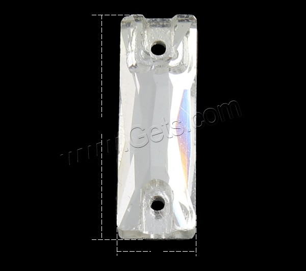 Glass Connector, Rectangle, different size for choice & faceted & 1/1 loop, more colors for choice, Hole:Approx 1mm, 1000PCs/Bag, Sold By Bag