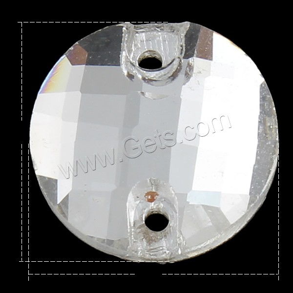 Connecteur en verre, Plat rond, normes différentes pour le choix & facettes & boucle de 1/1, transparent, Trou:Environ 1mm, Vendu par sac