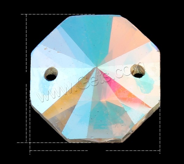Соединитель стекла, Стеклянный, Восьмиугольник, разный размер для выбора & граненый & 1/1 петля, Много цветов для выбора, отверстие:Приблизительно 1mm, 1000ПК/сумка, продается сумка
