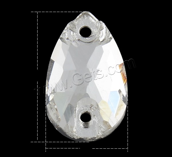 ガラス コネクタ, 水滴, 異なるサイズの選択 & 切り面 & 1/1 ループ, 無色, 穴:約 1mm, 売り手 バッグ