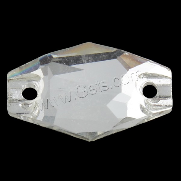 Connecteur en verre, hexagone, normes différentes pour le choix & facettes & boucle de 1/1, transparent, Trou:Environ 1mm, 1000PC/sac, Vendu par sac