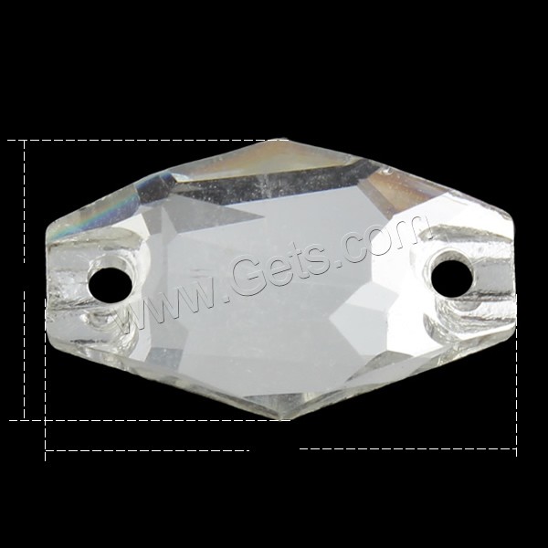 Connecteur en verre, hexagone, normes différentes pour le choix & facettes & boucle de 1/1, transparent, Trou:Environ 1mm, 1000PC/sac, Vendu par sac