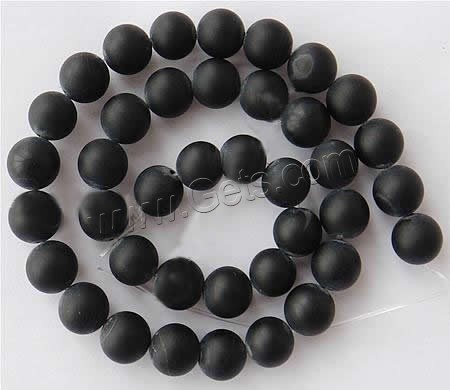 Natürliche schwarze Achat Perlen, Schwarzer Achat, rund, Weitere Größen für Wahl & satiniert, Bohrung:ca. 1-1.5mm, Länge:ca. 15.5 ZollInch, verkauft von Strang